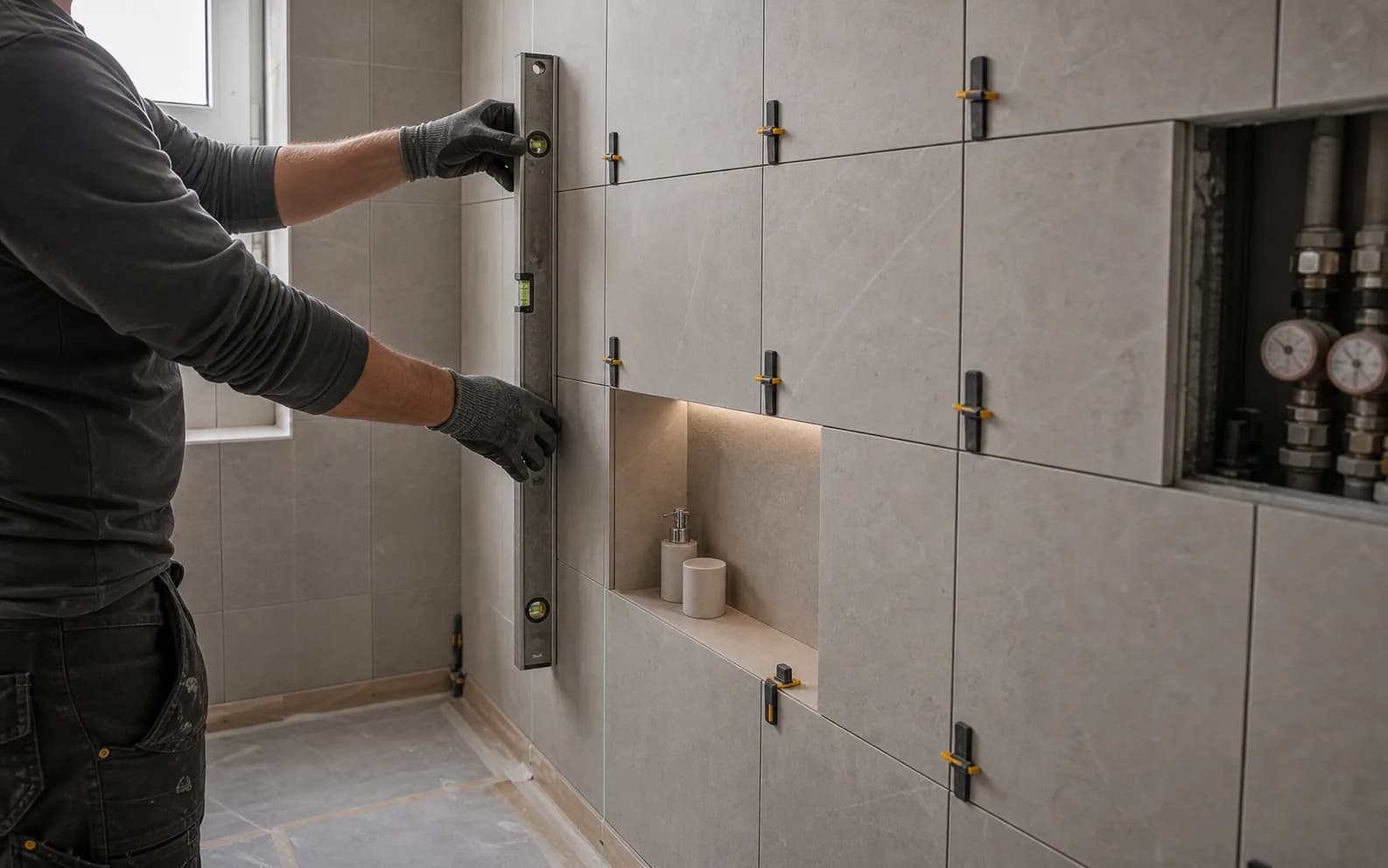 Wandfliesen verlegen, wenn sichtbare Linien entscheiden